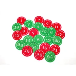 Adventskalenderzahlen rot grün Filz rund bestickt / Zahlen für Adventskalender