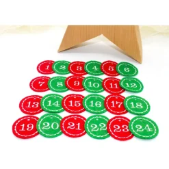 Adventskalenderzahlen rot grün Filz rund bestickt / Zahlen für Adventskalender
