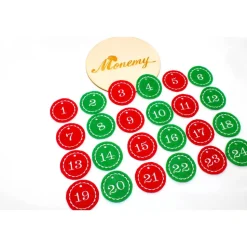 Adventskalenderzahlen rot grün Filz rund bestickt / Zahlen für Adventskalender