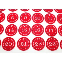 Adventskalenderzahlen rot Filz rund bestickt / Anhänger Zahlen / Zahlen aus Filz / Filzzahlen / Zahlen Adventskalender