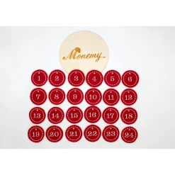 Adventskalenderzahlen rot Filz rund bestickt / Anhänger Zahlen / Zahlen aus Filz / Filzzahlen / Zahlen Adventskalender