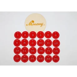 Adventskalenderzahlen rot Filz rund bestickt / Zahlen Anhänger Adventskalender