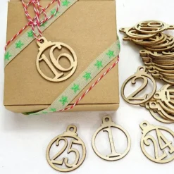 Adventskalenderzahlen runde Zahlen zum Aufhängen, Holz natur, Adventskalender Dekoration, Basteln