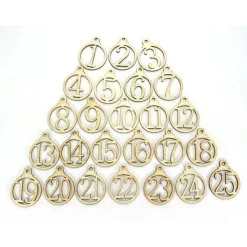 Adventskalenderzahlen runde Zahlen zum Aufhängen, Holz natur, Adventskalender Dekoration, Basteln