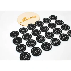 Adventskalenderzahlen schwarz Filz rund bestickt / Zahlen Anhänger Adventskalender