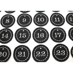 Adventskalenderzahlen schwarz Filz rund bestickt / Zahlen Anhänger Adventskalender