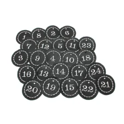 Adventskalenderzahlen schwarz Filz rund bestickt / Zahlen Anhänger Adventskalender