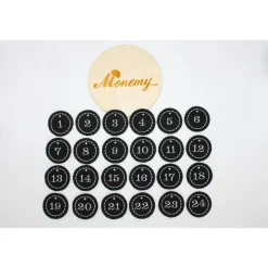 Adventskalenderzahlen schwarz Filz rund bestickt / Zahlen Anhänger Adventskalender