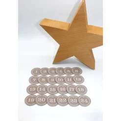 Adventskalenderzahlen taupe Filz rund bestickt / Zahlen Anhänger Adventskalender