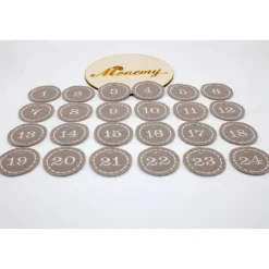 Adventskalenderzahlen taupe Filz rund bestickt / Zahlen Anhänger Adventskalender
