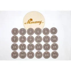 Adventskalenderzahlen taupe Filz rund bestickt / Zahlen Anhänger Adventskalender