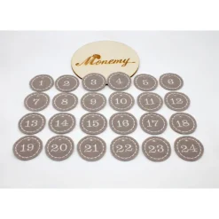 Adventskalenderzahlen taupe Filz rund bestickt / Zahlen Anhänger Adventskalender