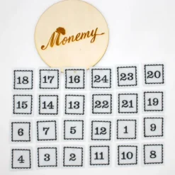 Adventskalenderzahlen weiß Filz eckig bestickt