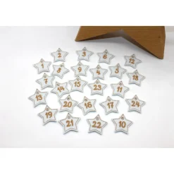 Adventskalenderzahlen weiß beige Filz Stern bestickt / Zahlen Anhänger Adventskalender