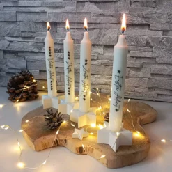 Adventskerzen 4er Set – Bedruckte Kerze für Adventskranz & Weihnachten