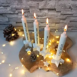 Adventskerzen 4er Set – Bedruckte Kerze für Adventskranz & Weihnachten