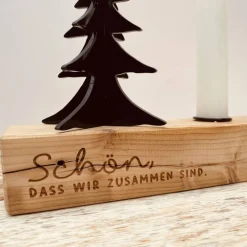 Adventskranz aus Altholz | Kerzenständer mit Tannenbaum für Stabkerzen | Geschenk zur Adventszeit | Adventsleiste