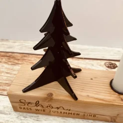 Adventskranz aus Altholz | Kerzenständer mit Tannenbaum für Stabkerzen | Geschenk zur Adventszeit | Adventsleiste