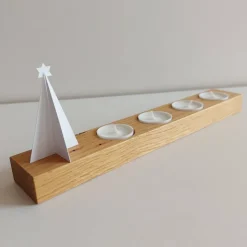 Adventskranz aus Holz, Teelichthalter 4+