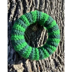 Adventskranz aus Wolle gehäkelt Dekokranz Wollkranz Tischschmuck TürKranz 25cm grün Sofortkauf