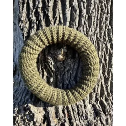 Adventskranz aus Wolle gehäkelt Dekokranz Wollkranz Tischschmuck TürKranz 25cm grün Sofortkauf