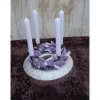 Adventskranz Holz mit Trockenblumen lila silberfarbig modern