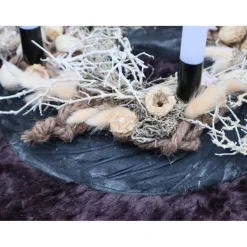 Adventskranz Holz mit Trockenblumen schwarz natur modern