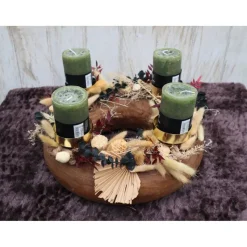Adventskranz Holz Trockenblumen groß Tischkranz Weihnachten