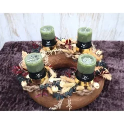 Adventskranz Holz Trockenblumen groß Tischkranz Weihnachten