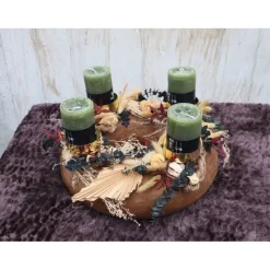 Adventskranz Holz Trockenblumen groß Tischkranz Weihnachten