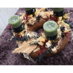 Adventskranz Holz Trockenblumen groß Tischkranz Weihnachten