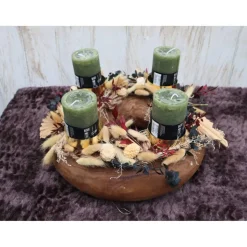 Adventskranz Holz Trockenblumen groß Tischkranz Weihnachten