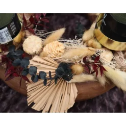 Adventskranz Holz Trockenblumen groß Tischkranz Weihnachten