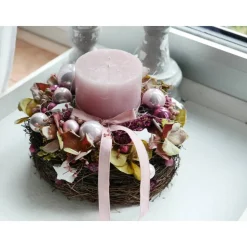 Adventskranz Hortensie haltbar – Handgefertigter Weihnachtskranz mit Kunstblumen, ca. 20cm Ø