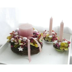 Adventskranz Hortensie haltbar – Handgefertigter Weihnachtskranz mit Kunstblumen, ca. 20cm Ø