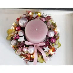 Adventskranz Hortensie haltbar – Handgefertigter Weihnachtskranz mit Kunstblumen, ca. 20cm Ø