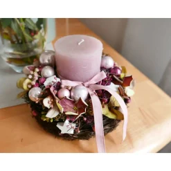 Adventskranz Hortensie haltbar – Handgefertigter Weihnachtskranz mit Kunstblumen, ca. 20cm Ø