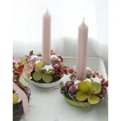 Adventskranz Hortensie haltbar – Handgefertigter Weihnachtskranz mit Kunstblumen, ca. 20cm Ø