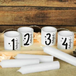 Adventskranz mit Kerzenhaltern auf Holztablett | Minimalistische Weihnachtsdeko mit 4 Kerzen