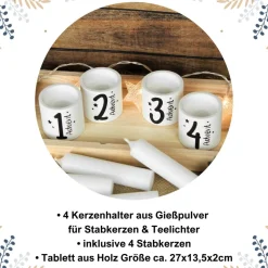Adventskranz mit Kerzenhaltern auf Holztablett | Minimalistische Weihnachtsdeko mit 4 Kerzen