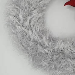 Adventskranz oder Dekokranz für Türe oder Tisch, Farbe silber mit bordeaux Blume, kuschelige weich