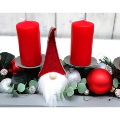 Adventskranz rot haltbar Adventsgesteck Tischdeko Weihnachtsdeko Wichtel