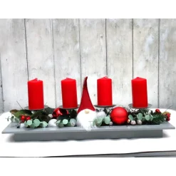 Adventskranz rot haltbar Adventsgesteck Tischdeko Weihnachtsdeko Wichtel