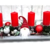 Adventskranz rot haltbar Adventsgesteck Tischdeko Weihnachtsdeko Wichtel