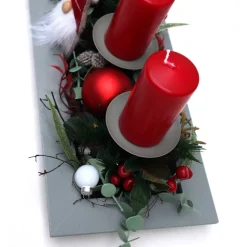 Adventskranz rot haltbar Adventsgesteck Tischdeko Weihnachtsdeko Wichtel