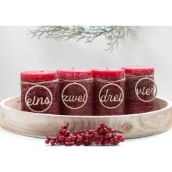 Adventskranz Zahlen Holz 1–4 in schlicher Schreibschrift – handgemachte Holzzahlen, natürliche Weihnachtsdeko