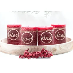 Adventskranz Zahlen Holz 1–4 in schlicher Schreibschrift – handgemachte Holzzahlen, natürliche Weihnachtsdeko