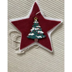 Adventsstern mit Weihnachtsbaum-Motiv, 3-D-Stern mit Verzierung