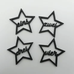 Adventszahlen 4er Satz Sterne, eins zwei drei vier, Adventskranz, Weihnachten, Dekoration, Weihnachtsdeko, Christmas