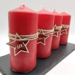 Adventszahlen 4er Satz Sterne, eins zwei drei vier, Adventskranz, Weihnachten, Dekoration, Weihnachtsdeko, Christmas
